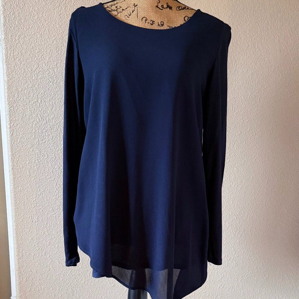 Chico's Blue Tunic with Sheer Overlay